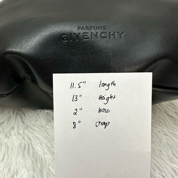 Givenchy Parfums Womens‎ Open Top Cinched Polished Faux Leather Tote Bag Black - Picture 8 of 12